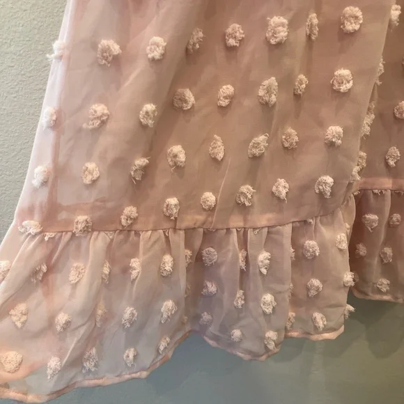 NWT TECREW Short Sleeve VNeck Mini Swiss Dot Flowy Babydoll Summer Dress Med - Picture 5 of 10